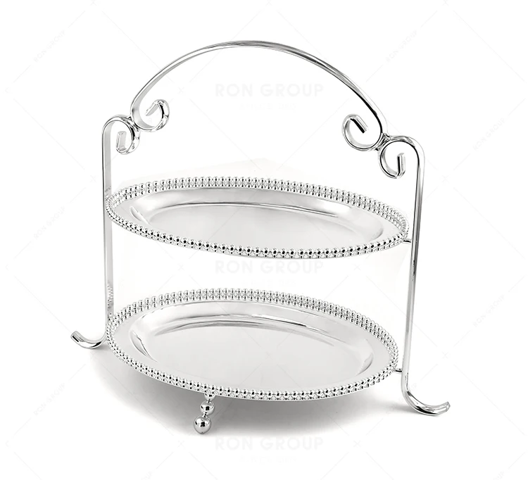 New Design 2 Tier Wedding Party Banquet Buffet Kitchware Equipment Display Holder Decorating Dessert Luxury Metal Cake Stand