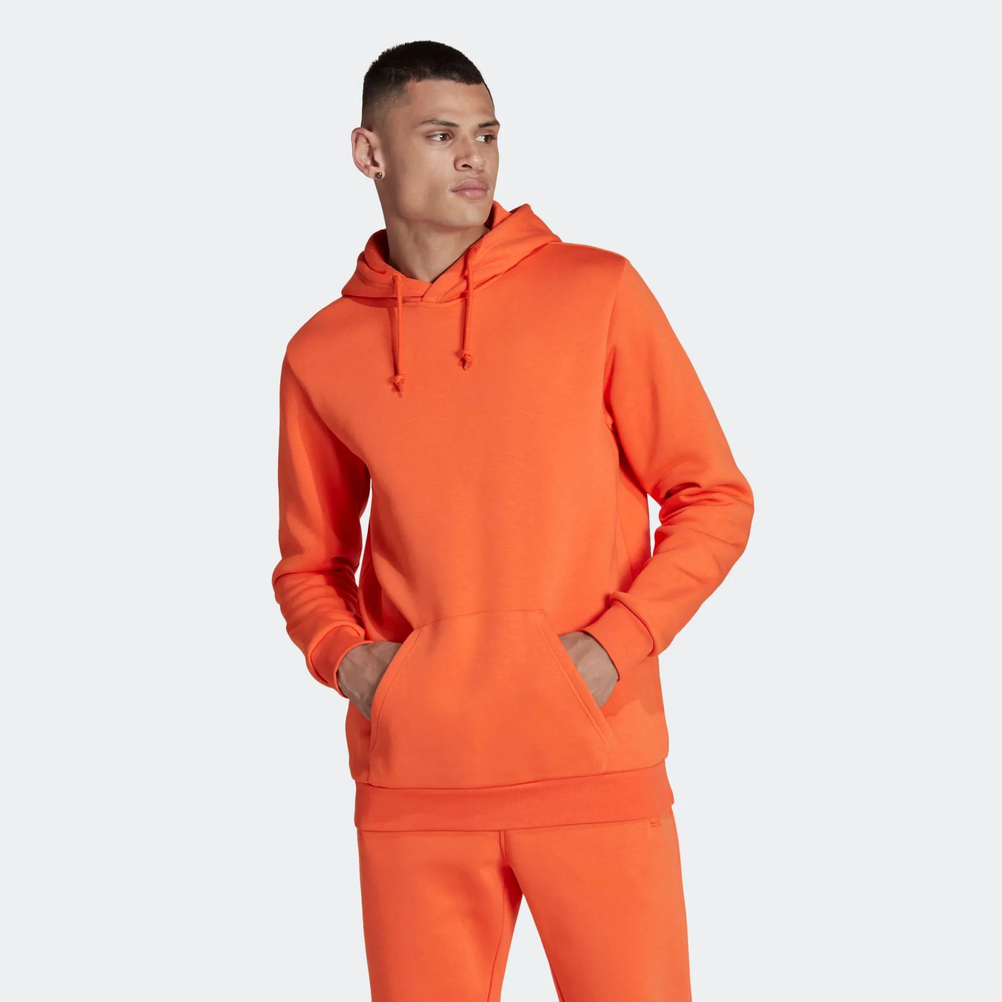 Regular Fit Heavyweight 70% Cotton 30% Recycled Polyester Fleece Essentials  Trefoil Safety Orange Men Pullover Hoodie