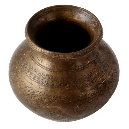 Antique Brass Peacock and Floral Engraved Water Pot | good Brass Holy Water Pot | Antique Water Tumbler | Antique Brass Kalash|Antique Brass Lota