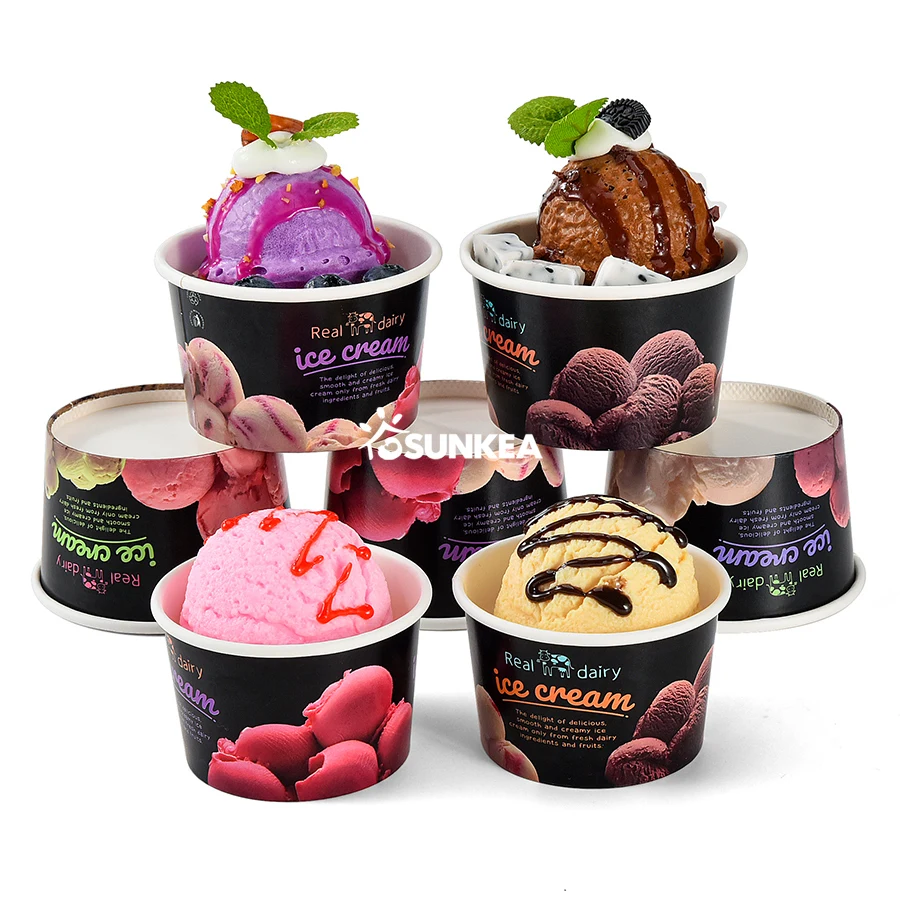 Customizable Paper Ice Cream Cups - Eco-Friendly & Stylish