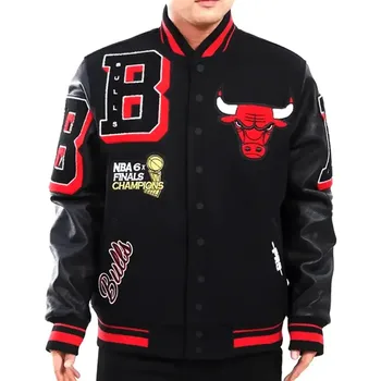 Custom Men's Wool Letterman Real Leather Varsity Jacket Black With Red ...