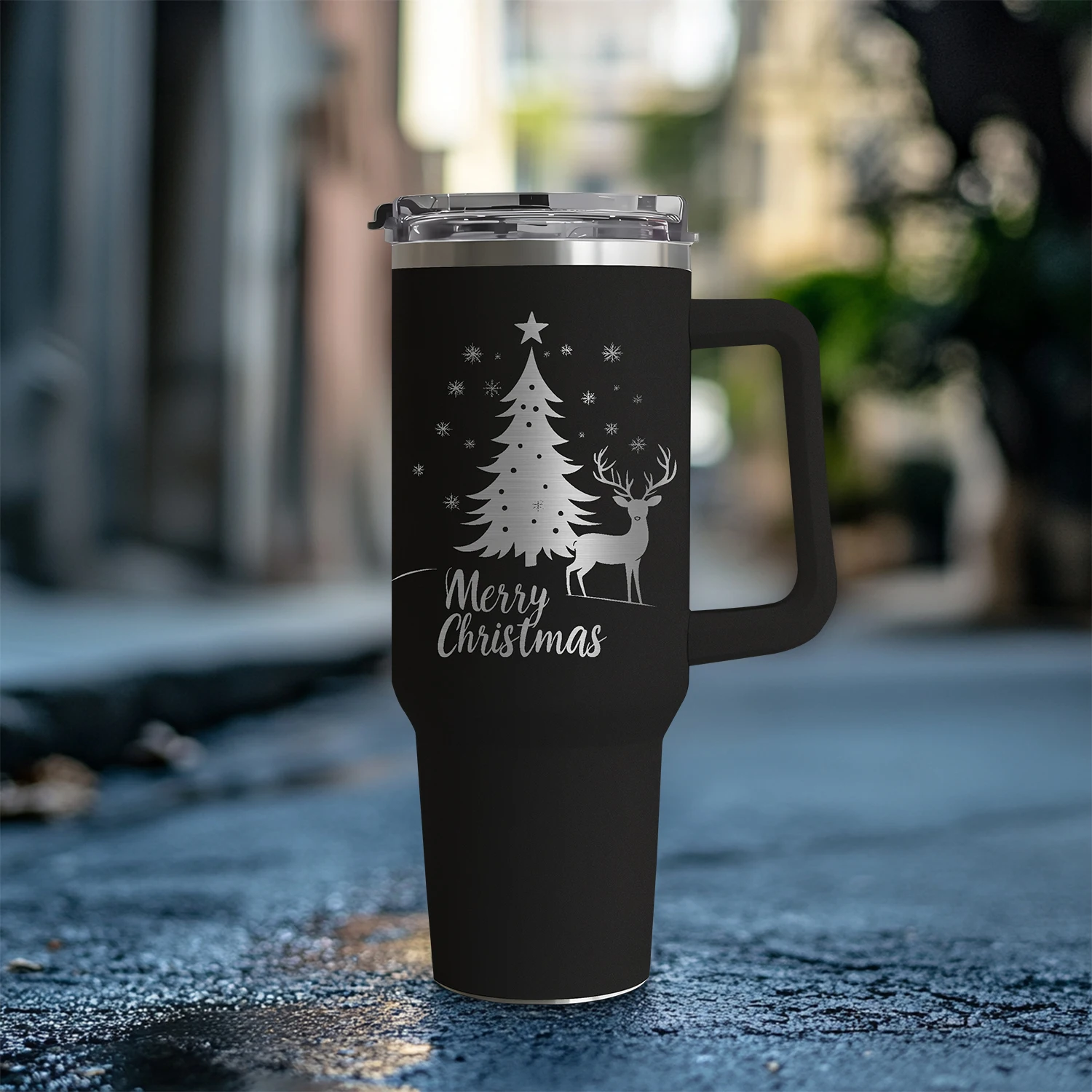 EffiPrint Custom 40oz Tumbler Laser Engraved 304 Stainless Steel With Black Handle For Hot And Cold Beverages_voghion.com