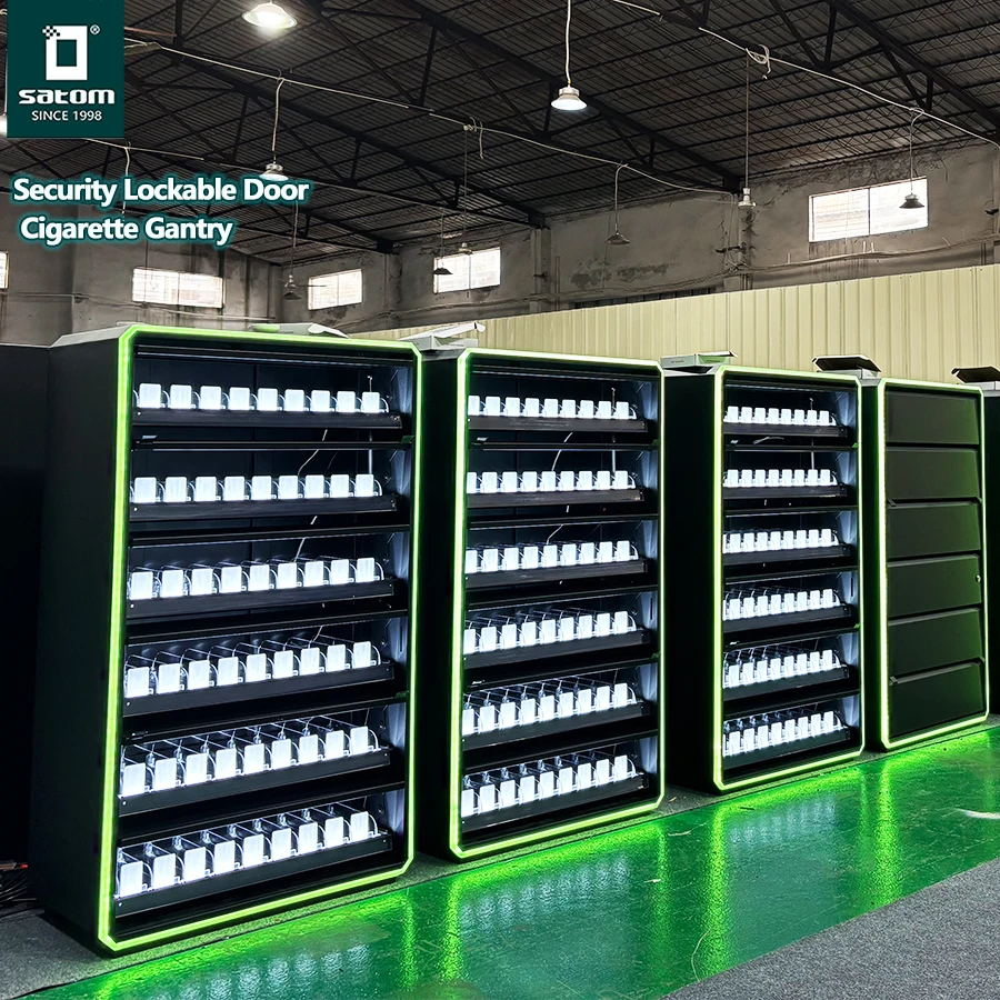 Anti-theft Lockable Door Metal Smoke Display Tobacco Cabinet with Roller  Shutter for Various Sizes Cigarette Boxes