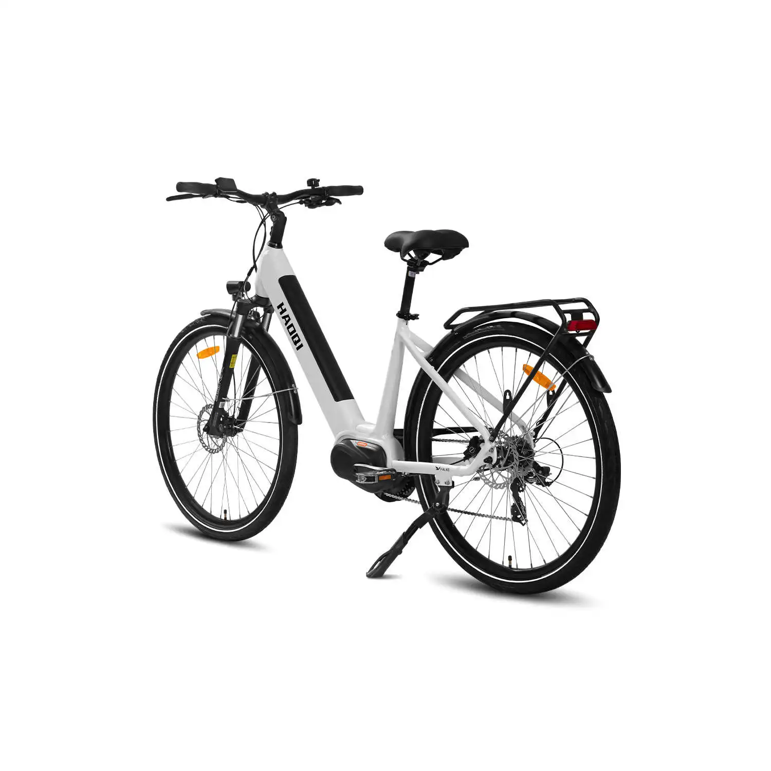 HAOQI Falke Step Thru Electric City Bike 250W 48V 15Ah Integrated Battery 50km Range with Central and Rear Hub Motors