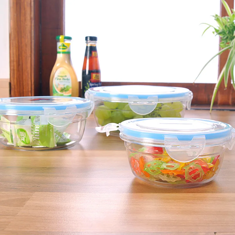 Box Round Plastic Fresh-keeping Box 3pc Set Silicone sealed Refrigerator Storage Box Fruit and Vegetable Storage Box