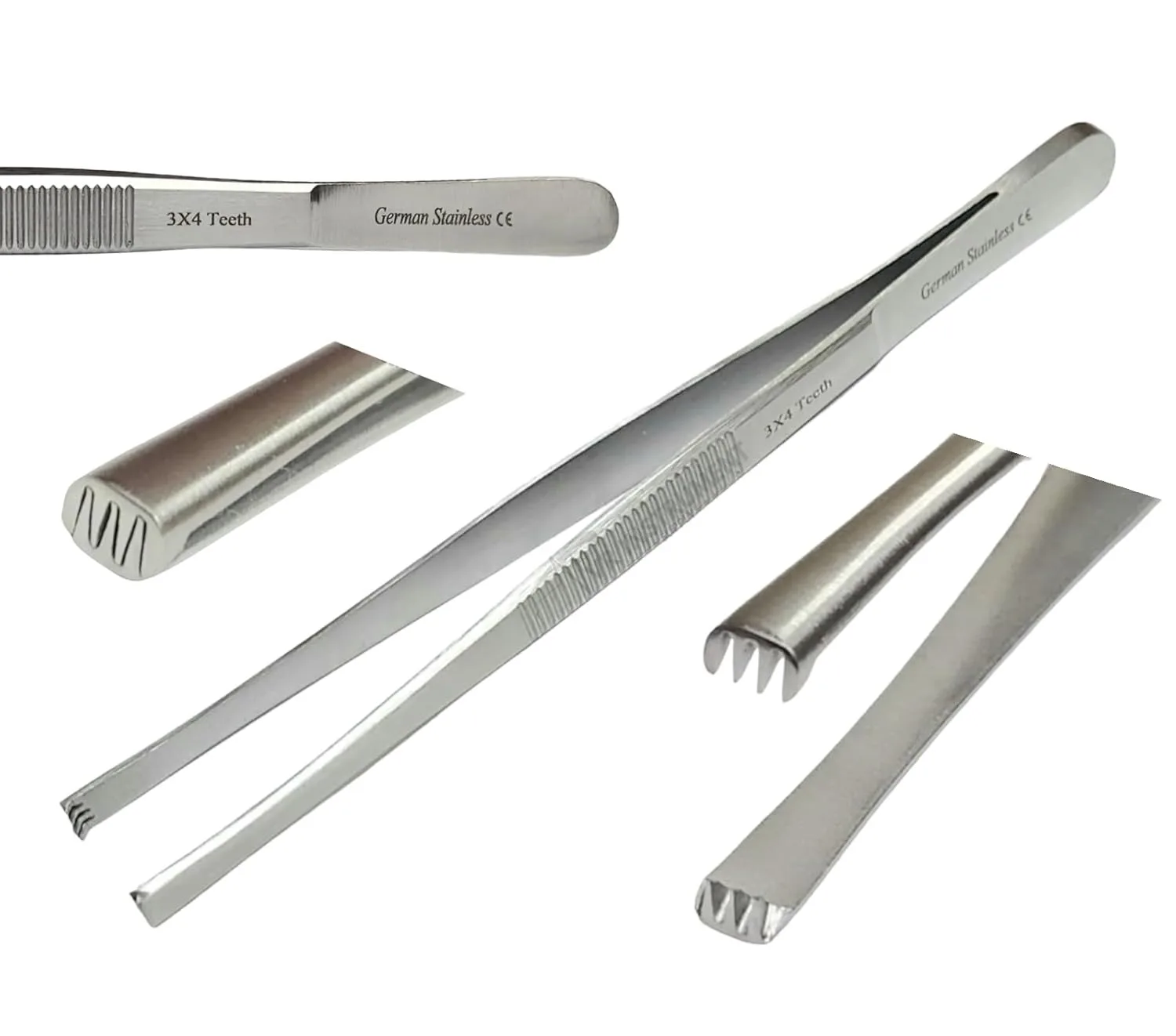 High Quality Dissecting Tweezer Thumb Tissue Forceps 3X4 Teeth Rat Tooth Surgical Veteniray Tools 5.5" Made by Shu&Company