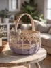 Natural Beige with Purple/Lavender Accents (Two-Tone Contrast)