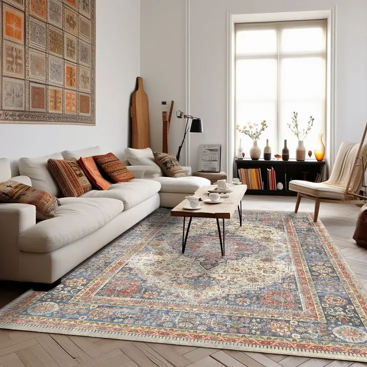 Popular Custom Design Persian Area Round Rugs Classic Pattern Nylon Printed Non Slip Floor Carpet Alfombras for Living Room