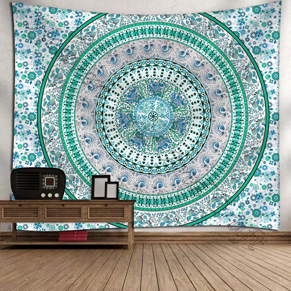 India Custom Print Large Boho Bohemian and Mandala Wall Hanging Tapestry for Bedroom 100% Floral Printed Cotton Mandela Hanging
