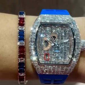 High Quality DEF Lab Moissanite Diamond Watch Colorless Diamond Hip Hop Style White Gold/Yellow Gold Stainless Steel Analog New