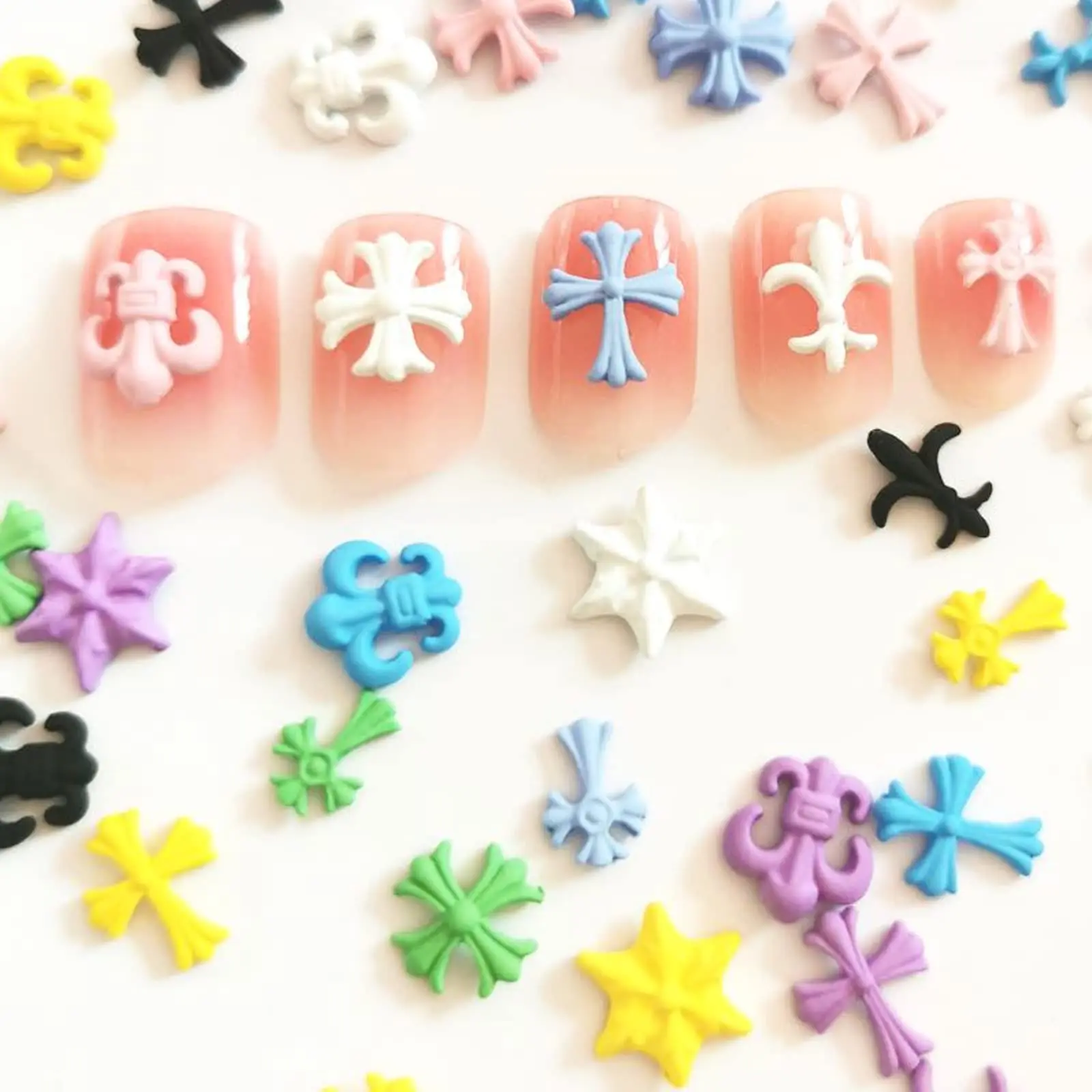 Cross Colored 3d Metal Nail Diy Decorations Vintage Cute Nail Charms ...