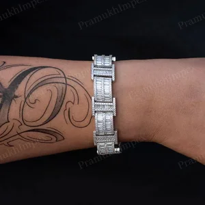 Hot Selling New Type Designer 925 Sterling Silver Gold Plated Hip Hop Customized High-quality Mens Bangles Bracelet