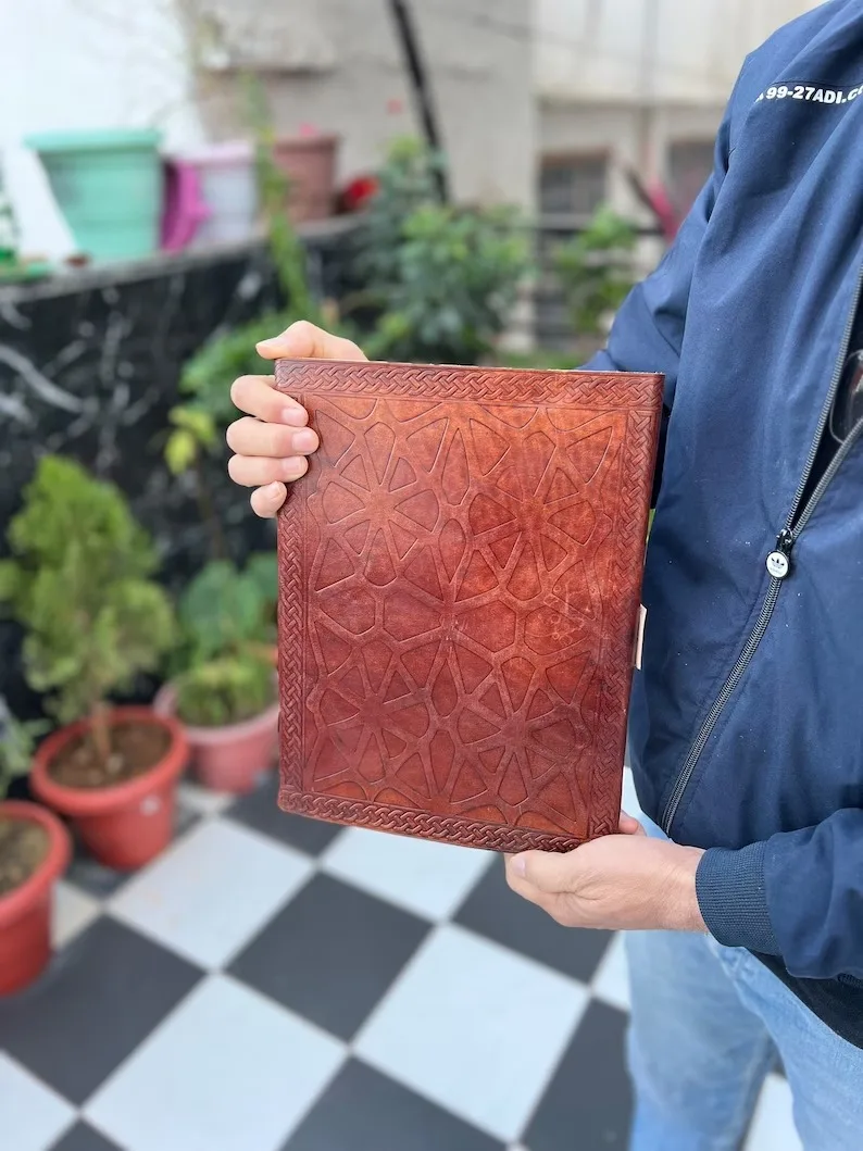 3 Moon Blue Lapiz Embossed Vintage Leather Journal - Buy Leather Bound ...