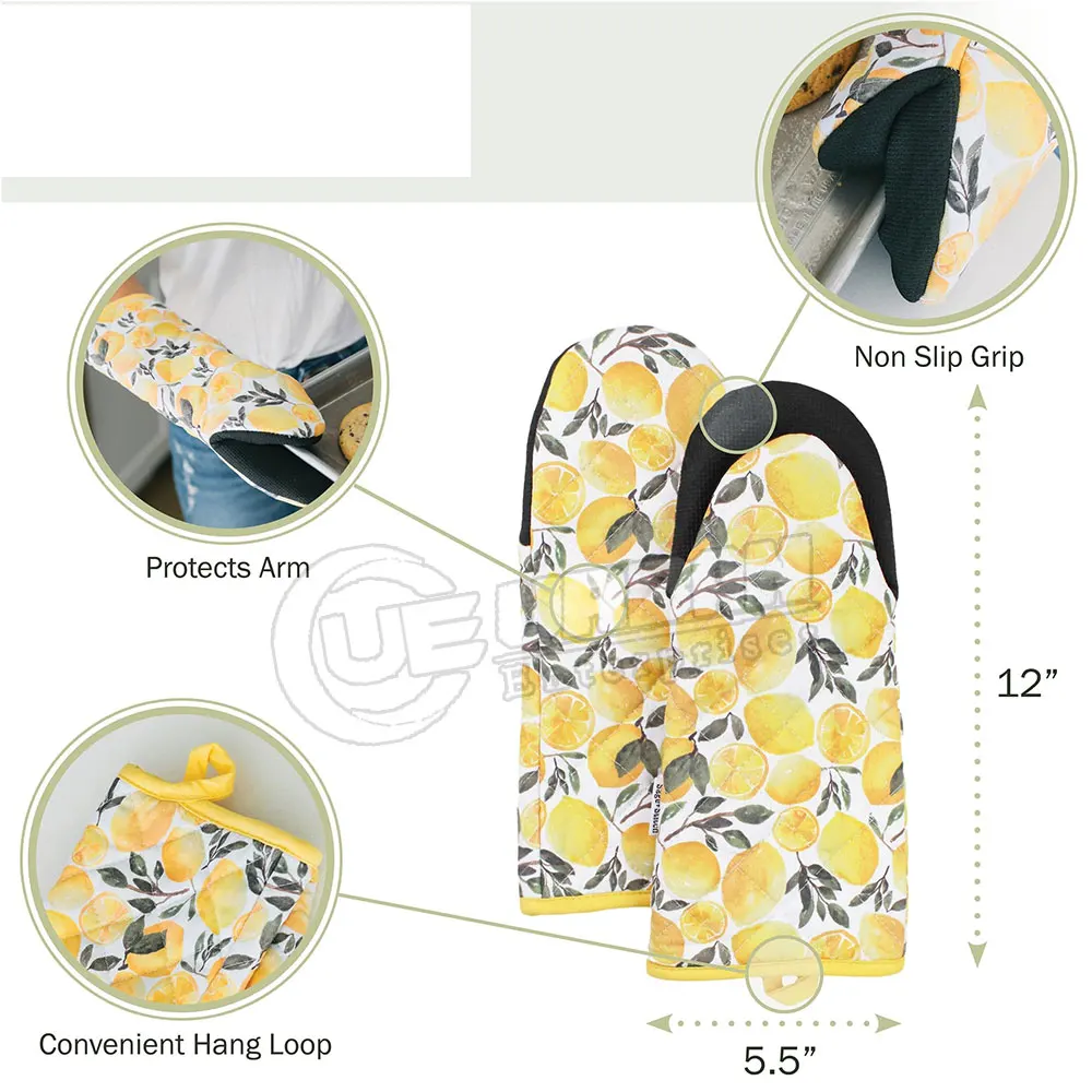 Customized Fashion Summer Fruit Printed Barista Kitchen Baking Gloves