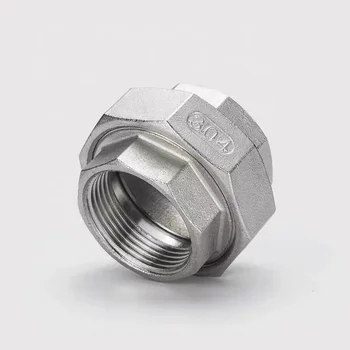 Pipe Fitting Stainless Steel Copling Forged Sliding Female Threded Union SS304 DN8-DN100 1/4-4 Silver Hexagon Wenzhou Casting