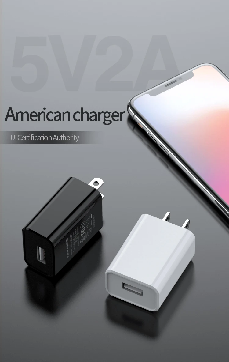 US U L FCC Certificated Portable Dual USB Ports 5V 2A Wall Charger Adapter For Mobile Phones