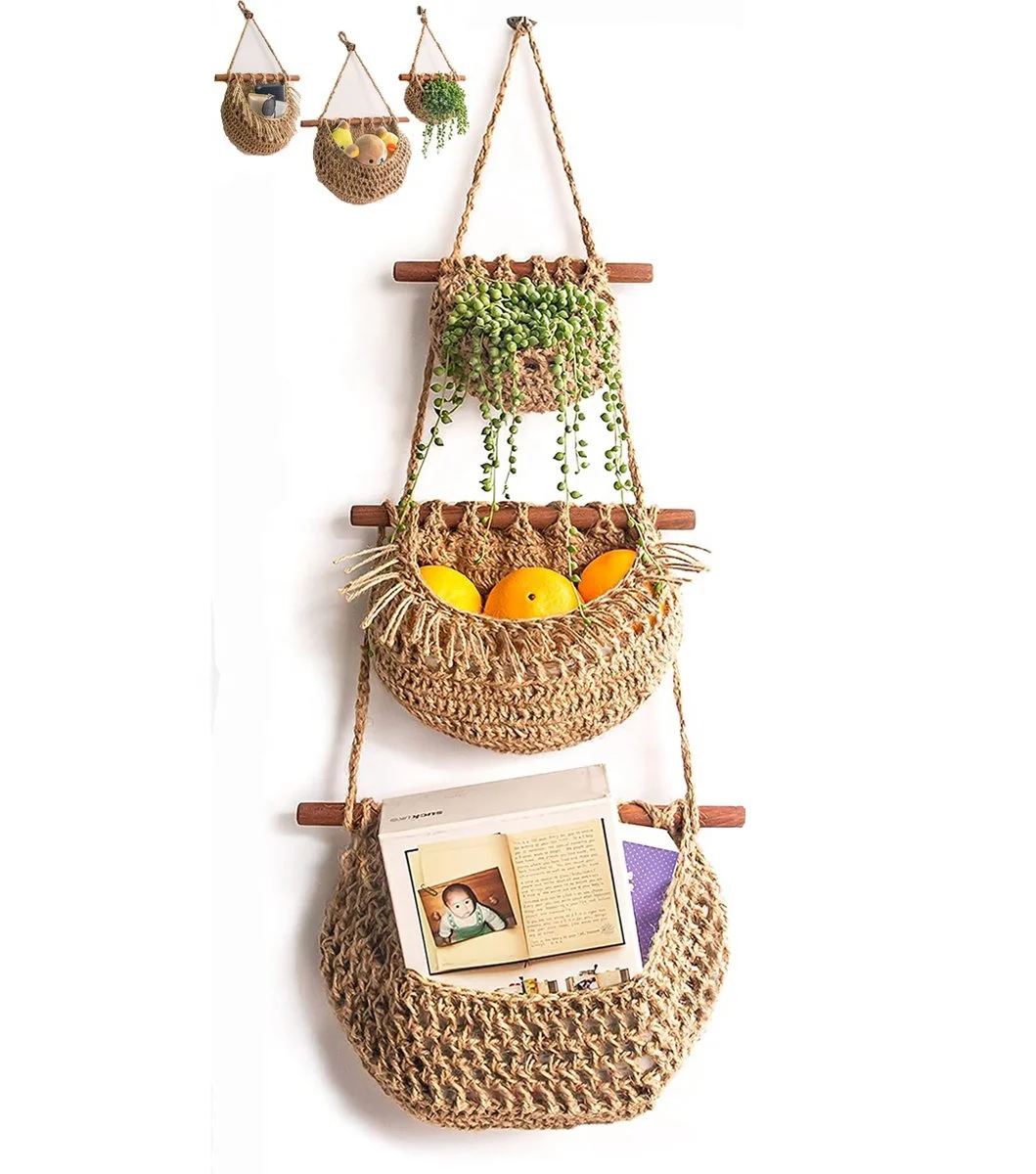 Hot Trend 3tier Hanging Fruit Basket Basket Plant Hanger Handmade