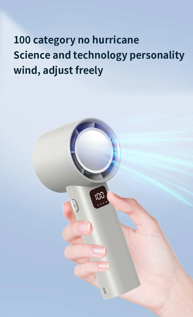 Portable Handheld Fan Speed(1-100) Adjustable Turbo Mini Fan 3000mah ...