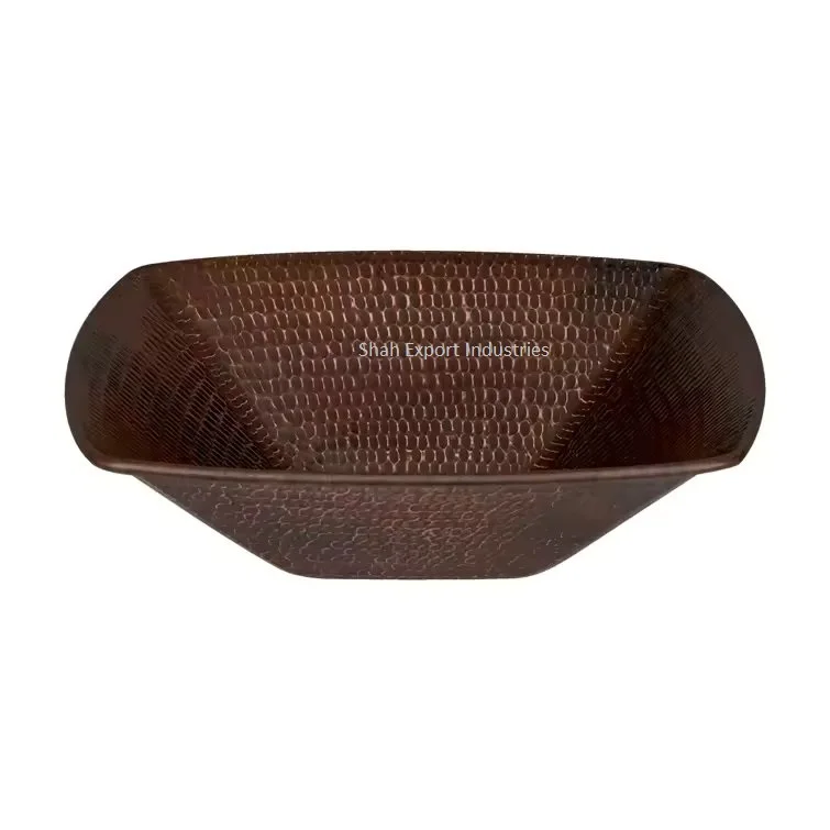 Hammered Look Leaf Design Copper Hand Wash Basin in Vintage Look Used for Home and Hotels Bathroom Accessories
