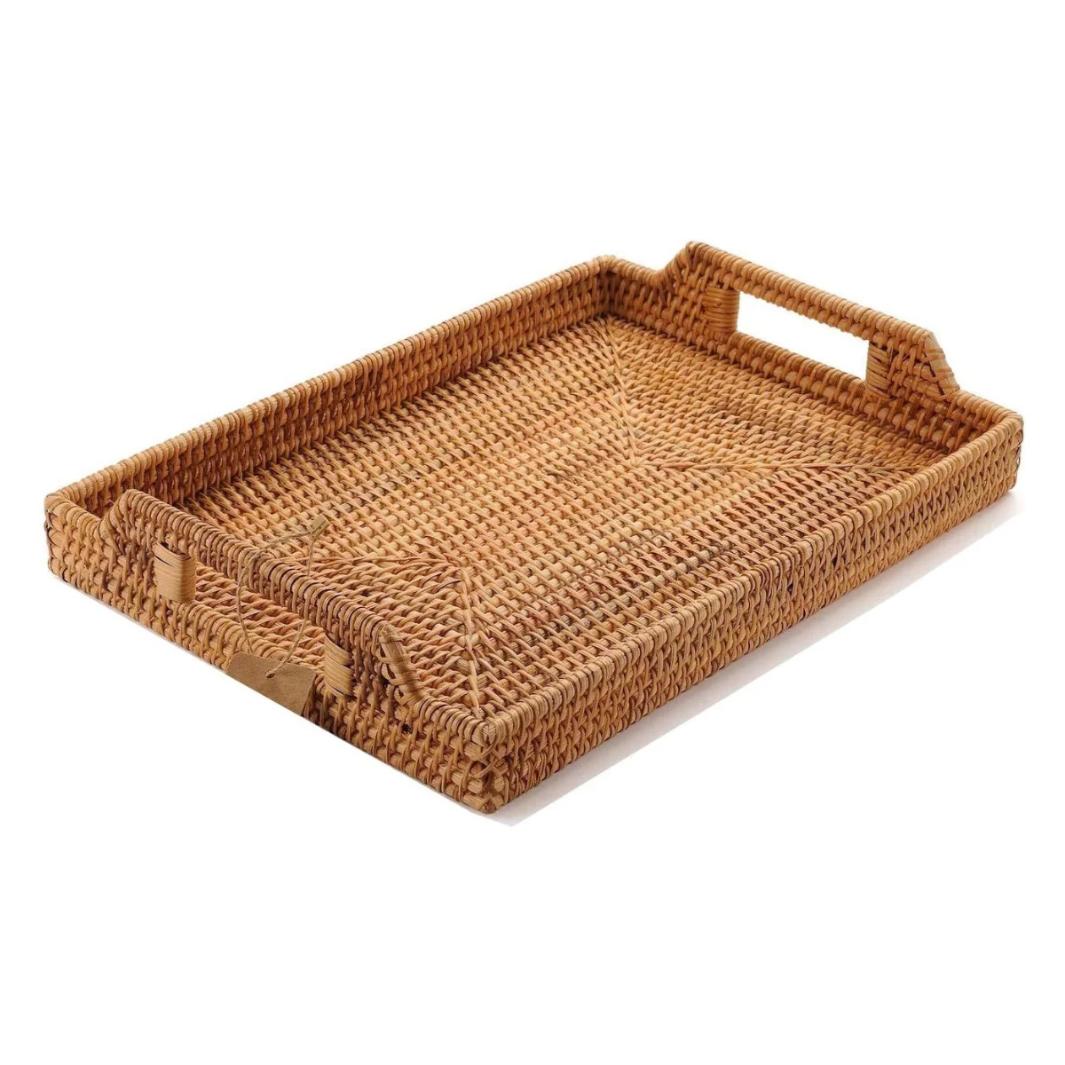 Rattan Serving Tray With Handles Handwoven Decorative Tray For