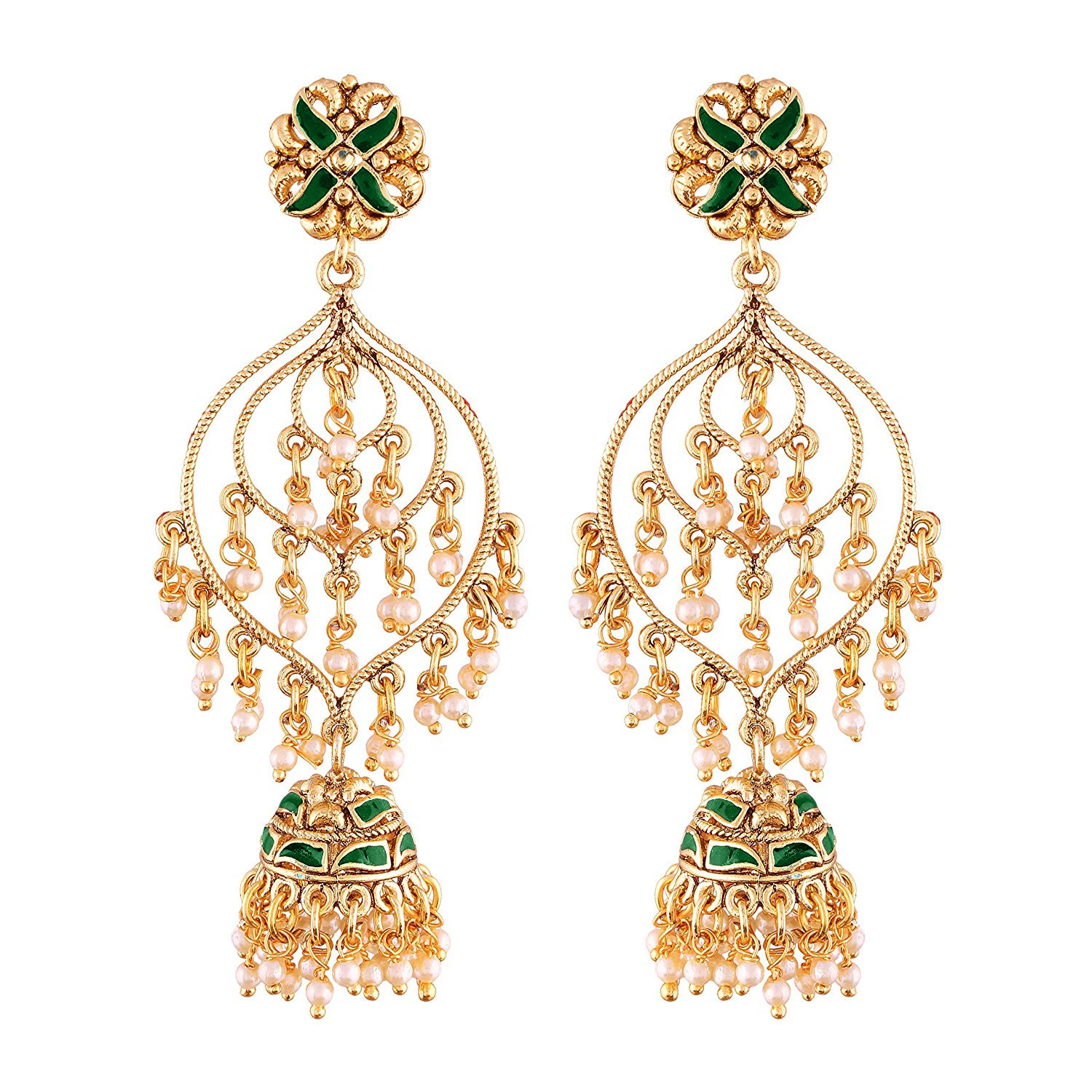 Aheli Stylish Gold Tone Indian Traditional Jhumki Dangle Earrings