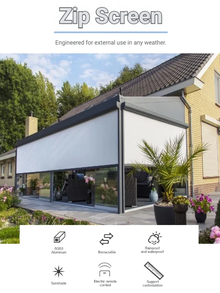 Outdoor Remote Control Waterproof Electric Motorized Roller Patio Blinds Shades Shutters