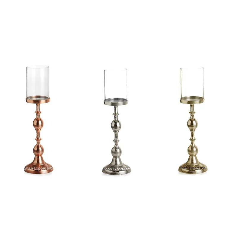 Portacandele Uragano In Vetro E Metallo - Set 2 Pezzi, Altezza 30cm, Per Matrimoni E Eventi - Foto 9