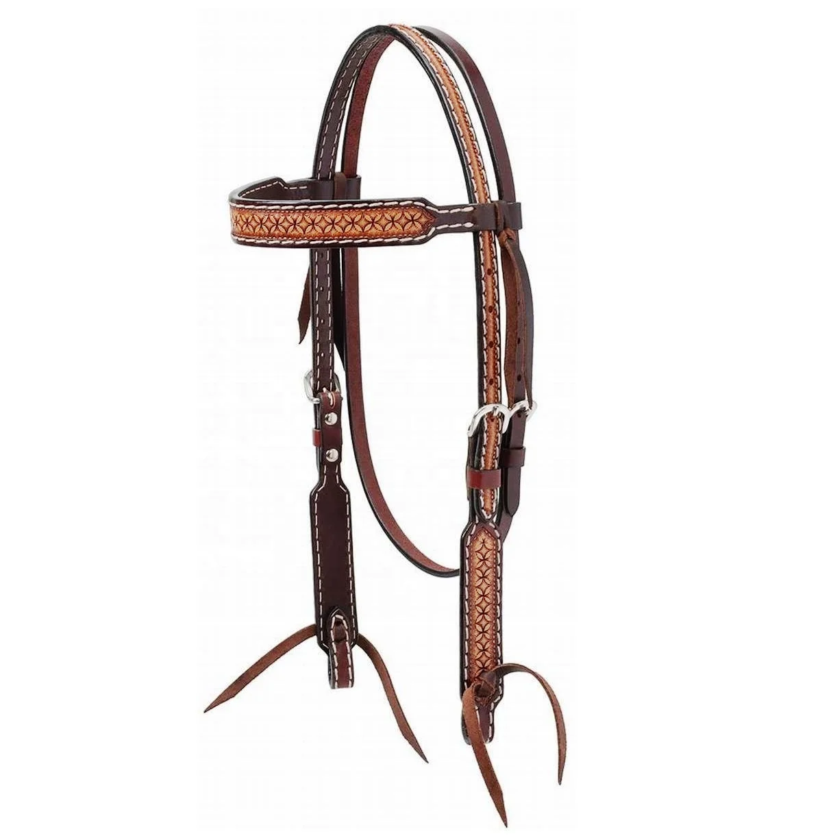 Luxury Tooled Leather Western Horse Headstall For Horse Riding