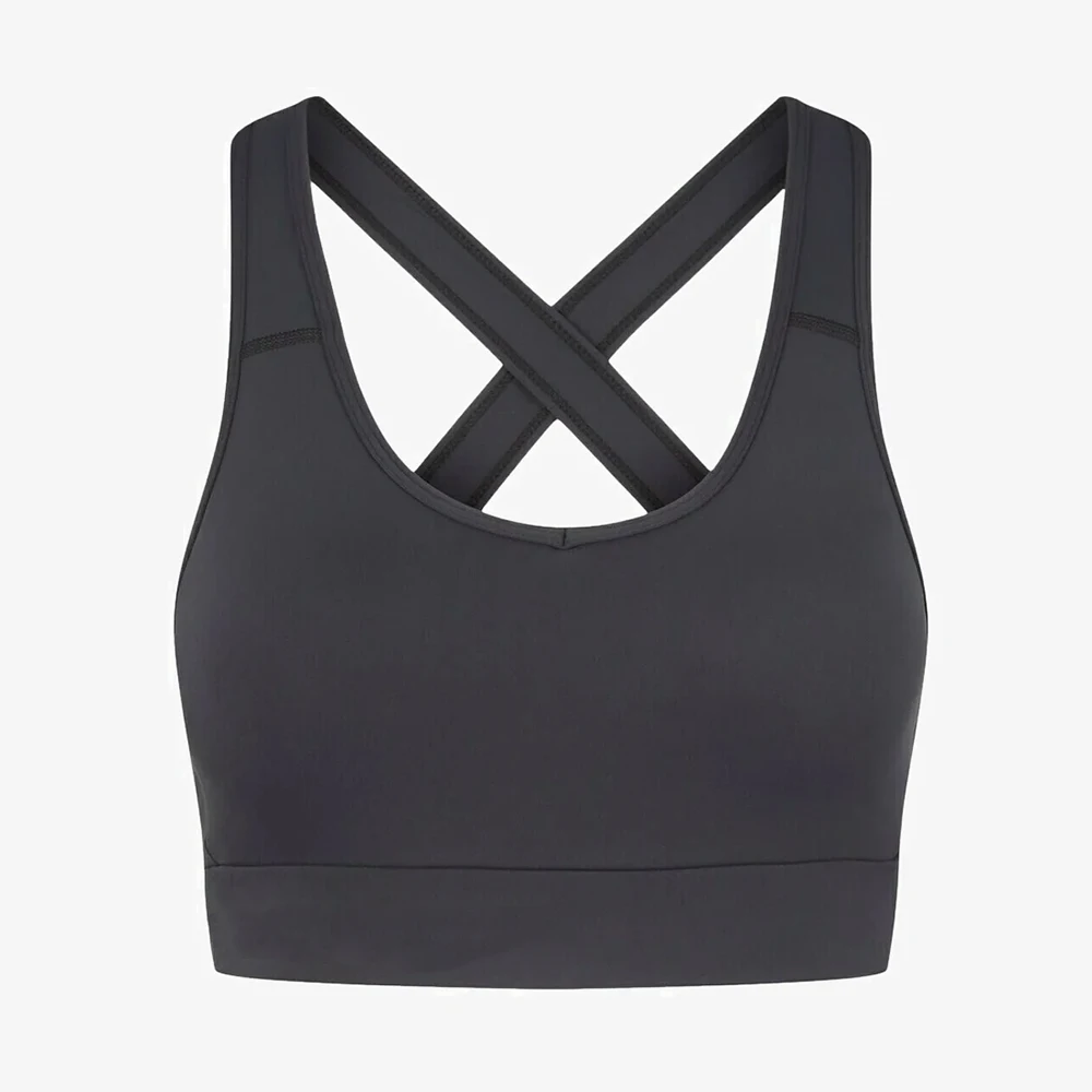 Breathable V Back Sports Bra with Built-in Pads Custom Logo Sleeveless Crop Tops Yoga Fitness One Shoulder Crop Sports Bra