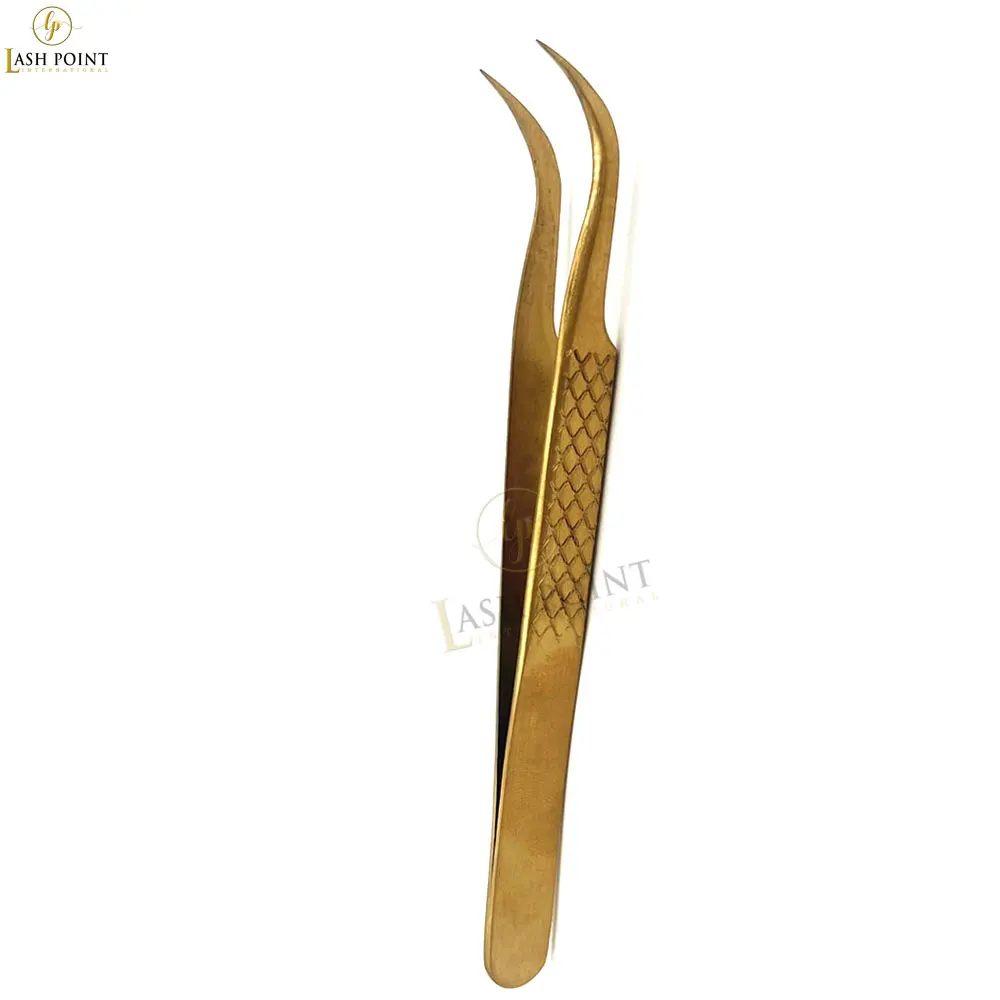 Gold Plasma Color 3mm Holding Point Volume Eyelash Tweezer High Quality Eyelash Extension