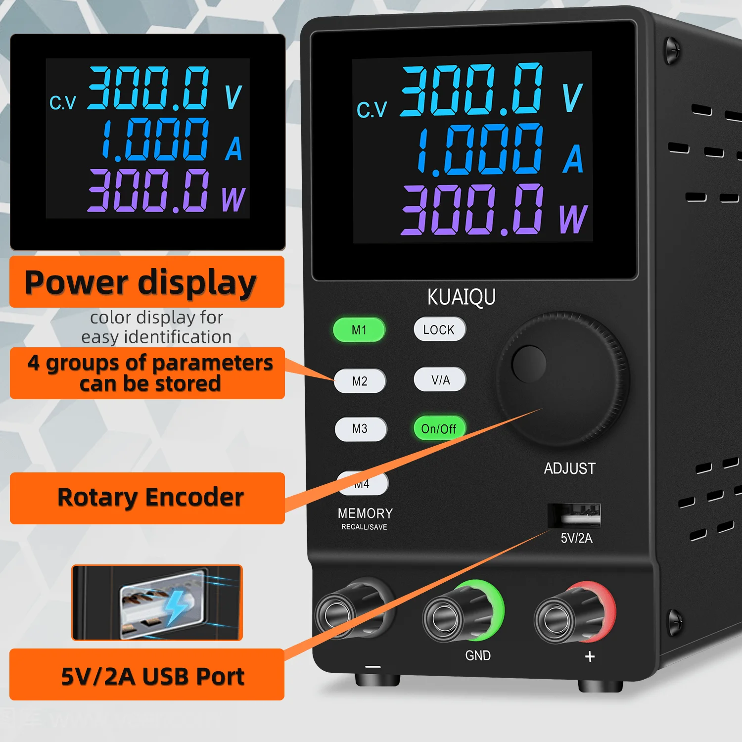 KUAIQUA SPPS3001D Memory Storage Function Digital Adjustable DC Power Supply 300v 1A Mobile Phone PCB Repair Voltage Regulator