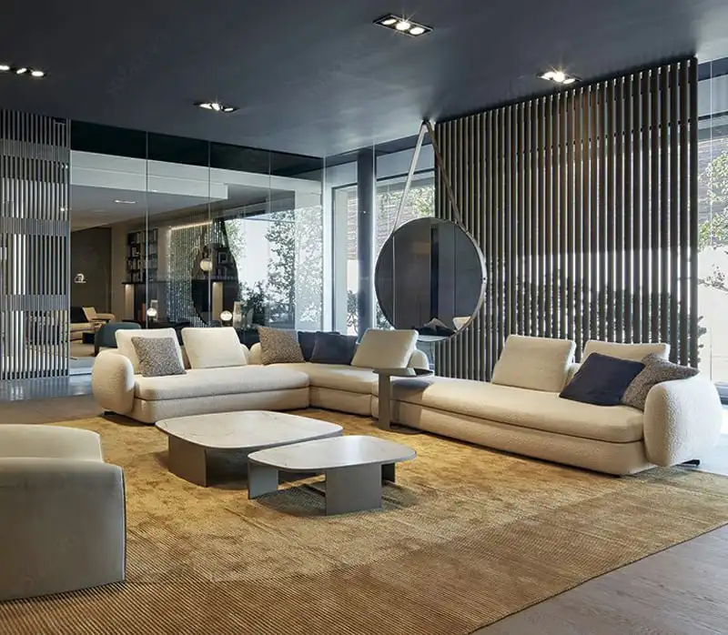 100 Natural Down Feather White L Shape Sofa High Quality Indochin