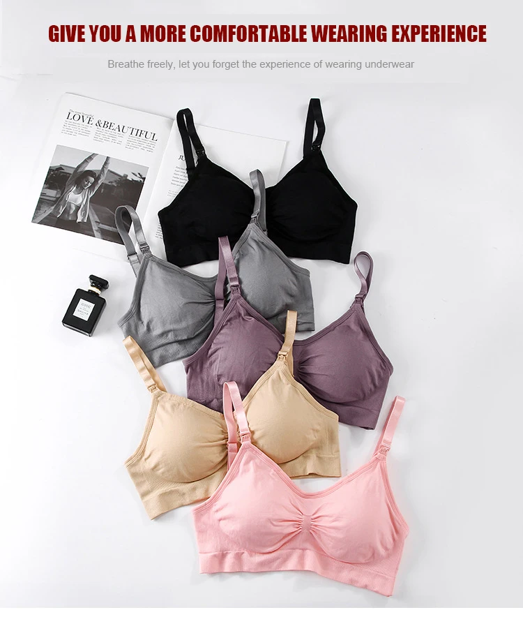 Supportive High Stretch Comfy Open Front Button Underwear Breathable Women's Maternity Nursing Bra for Easy Breastfeeding