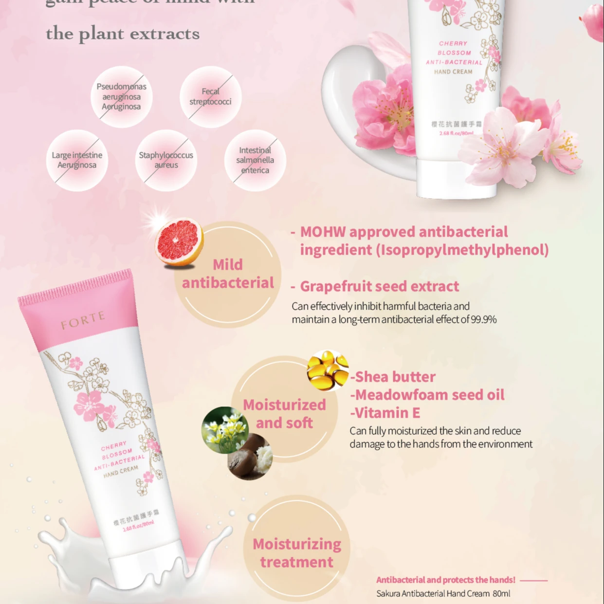 Антибактериальный отбеливающий крем для рук с маслом ши и витамином Е