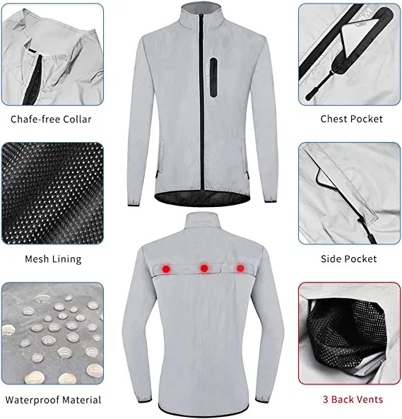 Custom Men's Polyester Reflective Windbreaker Jacket Vintage  Waterproof Windbreaker Beach,White Navy Khaki Windbreaker