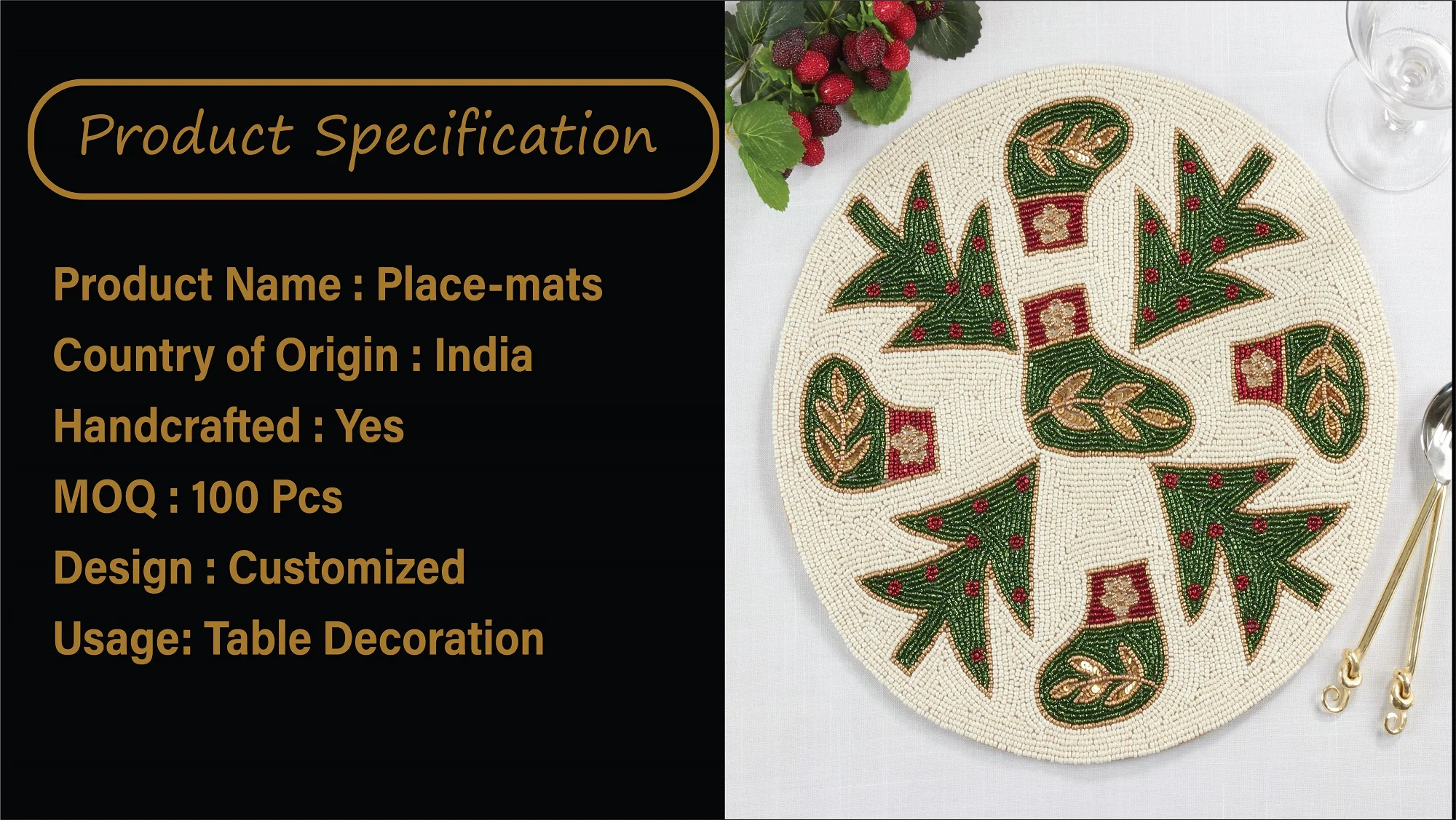 Luxury Custom Round Placemats 2023 Top Selling Crystal Beaded Iron