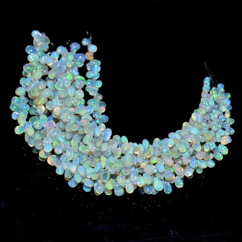 Multi Fire Ethiopian Opal Smooth Teardrop Beads 4-6mm Welo Fire Opal Beads for Jewelry Necklace Making by Wholesale Manufacturer