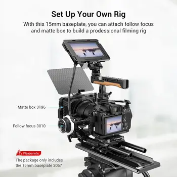 SmallRig Lightweight Base Plate Riser System with Dual 15mm Rod Clamp, Base Plate Magnesium Alloy Version, W/Plate for detail image