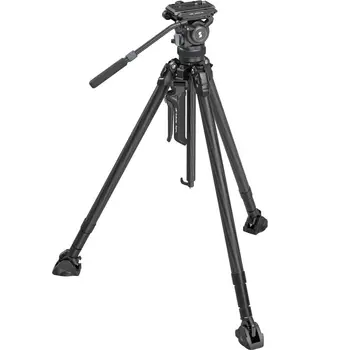 Small Rig 4259 Tribex Hydraulic Carbon Fiber Tripod Kit, Fast Extend Camera Video Tripod with 4-Step Counterbalance Fluid Head