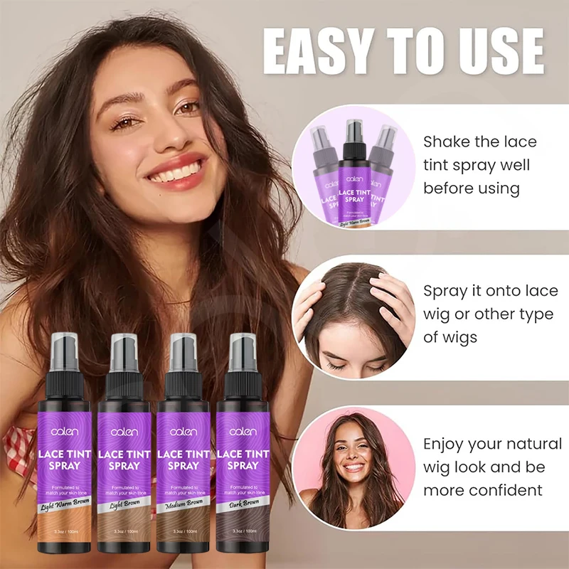 Private Label Light Warm Brown Dark for Lace Wig Closure Frontal Lace Tint  Spray 100ml