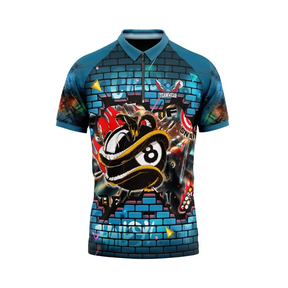 High Quality Snooker Jersey Sublimation Printing Jersey Man Polo T-shirts Billiard Team Billiard Dye Snooker Jersey