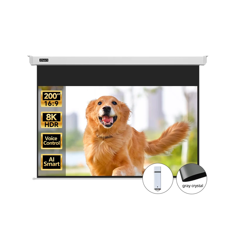 200 Inch Retractable Projection Screens 16:9 8k Grey Crystal Standard ...