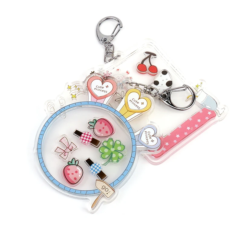 Vograce Personalized Acrylic Keychain Custom Printed Shaker Charms Cute Anime Holographic Shaker Charms