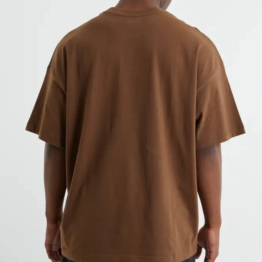 350 Gsm Heavy Oversized Tee Shirt Custom Logo T Shirt Rib Thick Collar