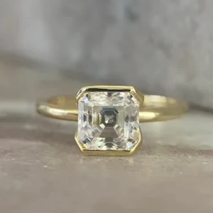 Asscher Edition Moissanite Diamond 925 Silver IGI Certified Fine Ring 'Meet Me Halfway' Wedding Engagement Romantic