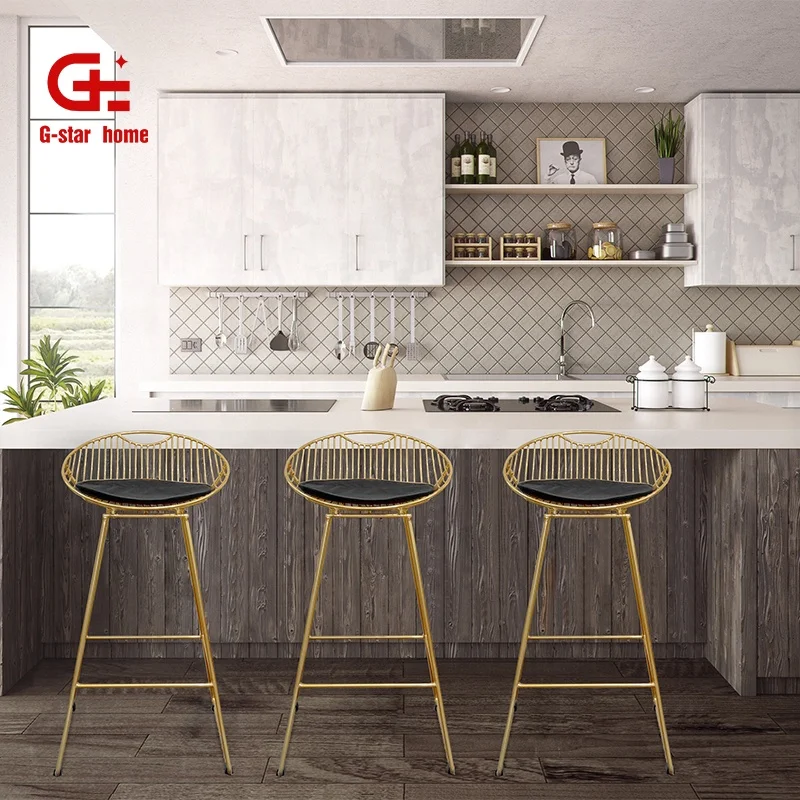 Modern Gstar Home Furniture High Bar Chair Wire Bar Chair Cheap Metal Metal  Wire Bar Stool for Counter