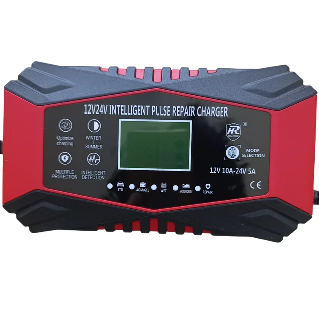 cheaper price LCD Display automatic car battery charger 24V12A agm efb lead acid battery charger with UK AU US EU plug