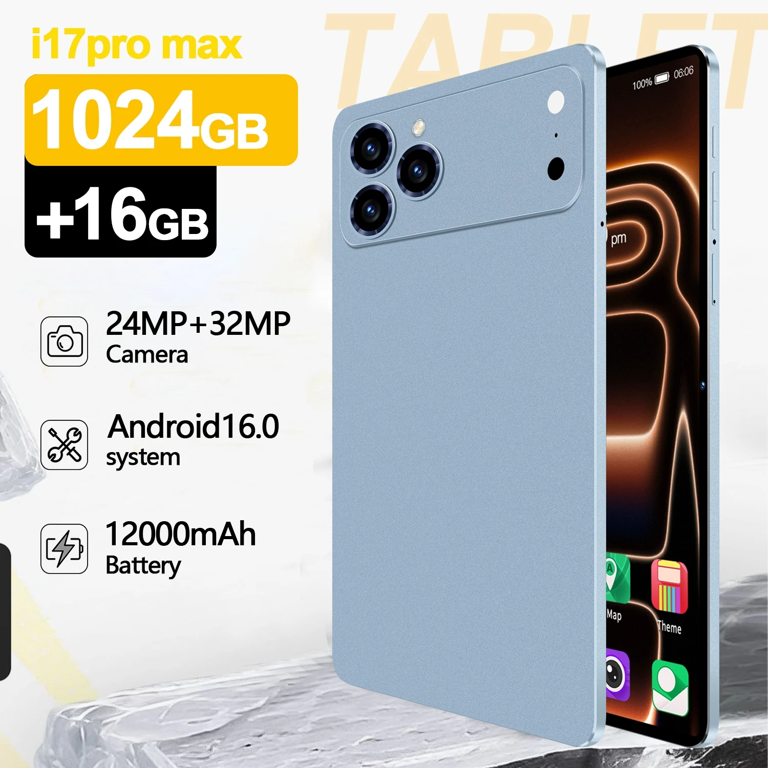 I17pro Max MTK G99 10 Core 16gb+1024gb Wifi6 12000mah Pad Tablet PC