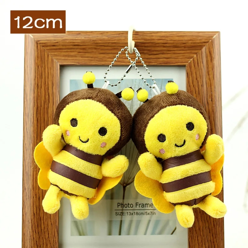 Hot Bee Plush Keychains Toys Stuffed Cartoon Animal Honeybee Cute Mini ...