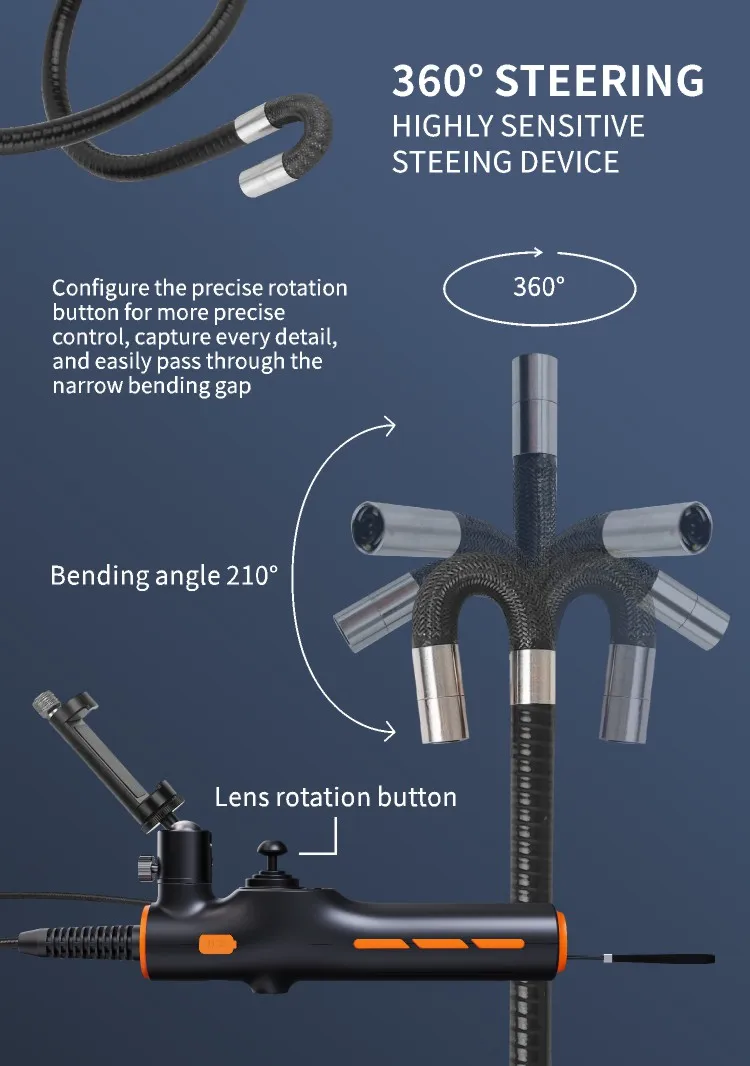 Anykit Dual Lens Endoscope Camera, Type-C Borescope With 8 Adjustable
